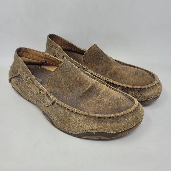 Ariat Other - Ariat Shoes Men 10.5 Brown Slip On Loafers Distressed Suede Advanced Cushioning